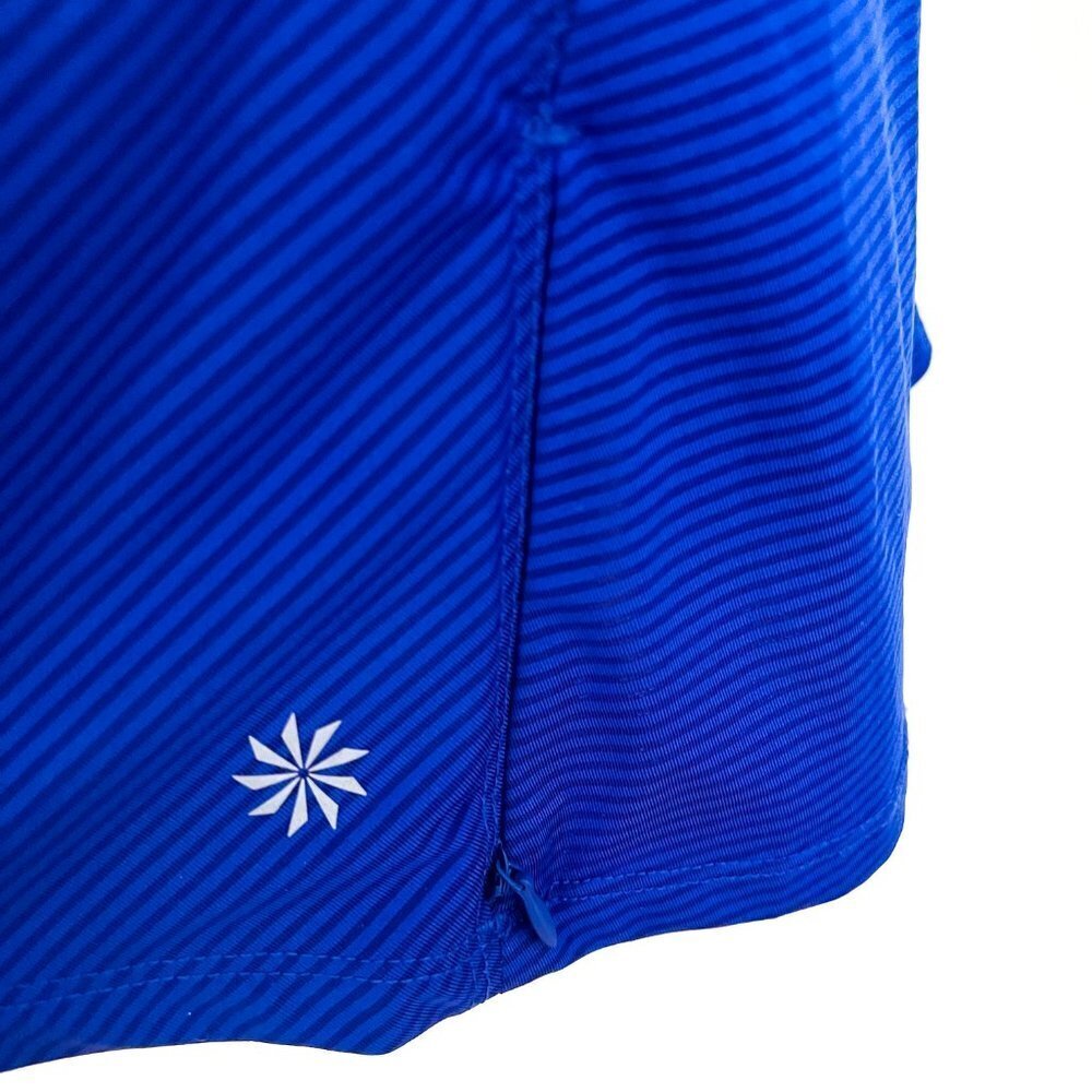 Athleta long sleeve bright blue striped reflective gathered bust line Small - Picture 5 of 10